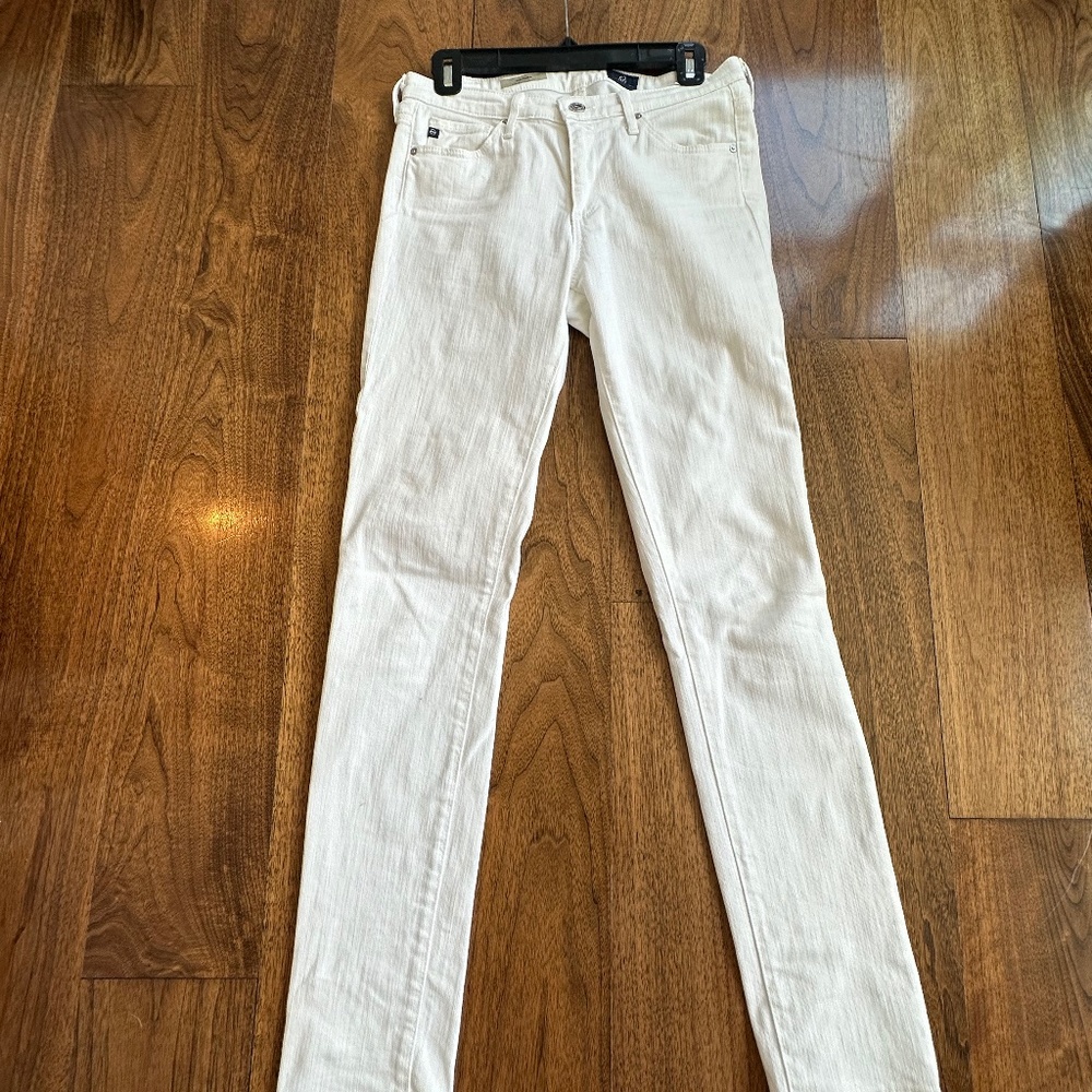 AG mid rise cigarette white jeans